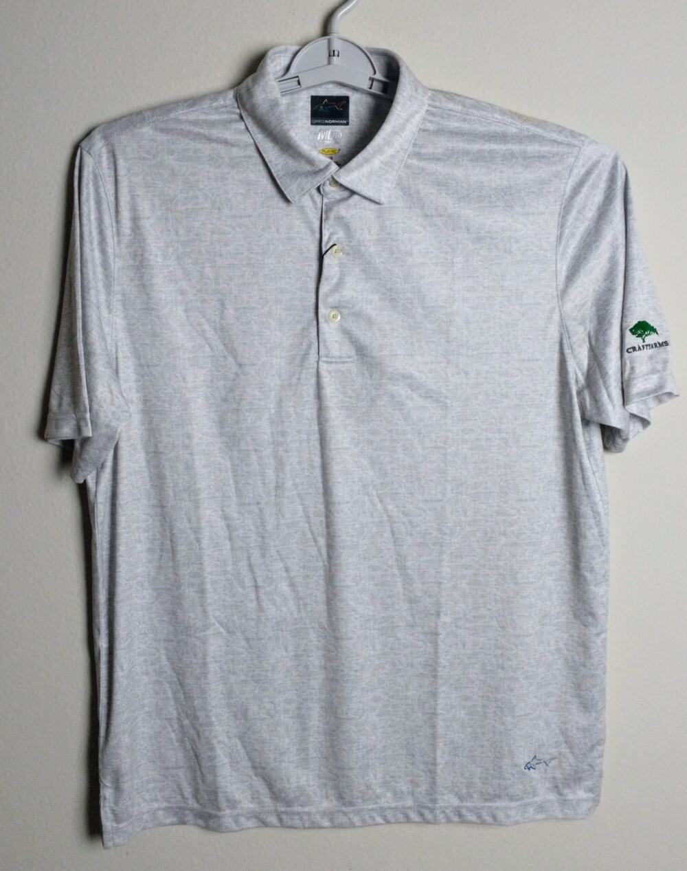 NWT Greg Norman ML75 2 Below Solar XP Golf Polo Shirt Men Large Gray White Play
